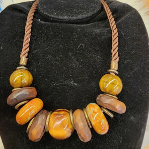 1980s ceramic earth tones necklace‎